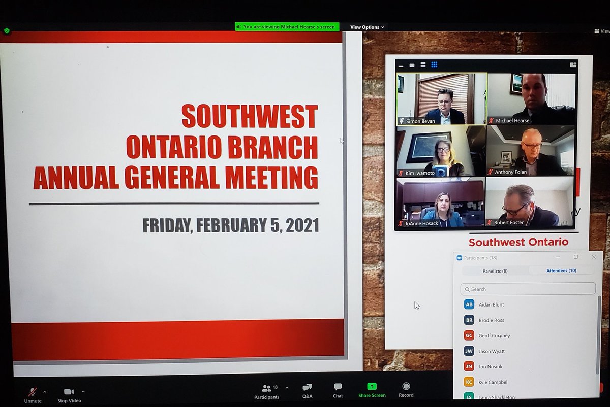 MichaelHearse's tweet photo. Thank you to all Southwest Ontario Branch Members of ⁦@CSCManagers⁩ for participating in our Annual Meeting this morning. Thank you as well to our special guests Suzanne Godbehere, CEO and Kim Iwamoto, President of CSCM. https://t.co/RSUuyj1NWc