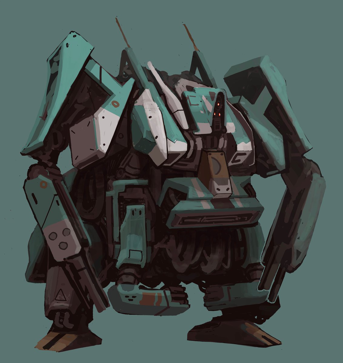 mecha robot no humans solo science fiction standing red eyes  illustration images