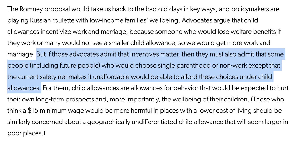 So putting aside the question of whether Matt is uncivil on Twitter (he often is, he admits it), I want to say this is a mean and uncivil way to think about how other people live their lives and make their decisions.  https://www.aei.org/poverty-studies/the-romney-child-allowance-proposal-is-a-move-in-the-wrong-direction/  https://twitter.com/swinshi/status/1357727342295187458