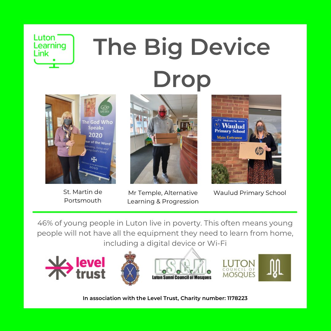 “Our children are so excited and grateful to be receiving these devices” - Waulud Primary School joined us to receive devices today. Increasing numbers of devices in schools across Luton will allow us to close the digital gap. #digitaldivide #digitalpoverty #tech4all