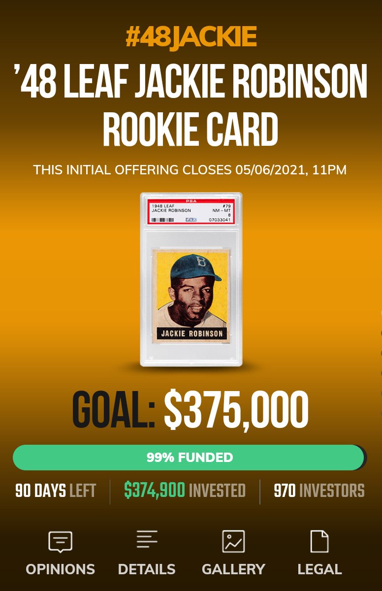 So......I'm a minority owner of a dream card of mine. Happy Friday everyone.
#JackieRobinson #rookie #fractionalshares