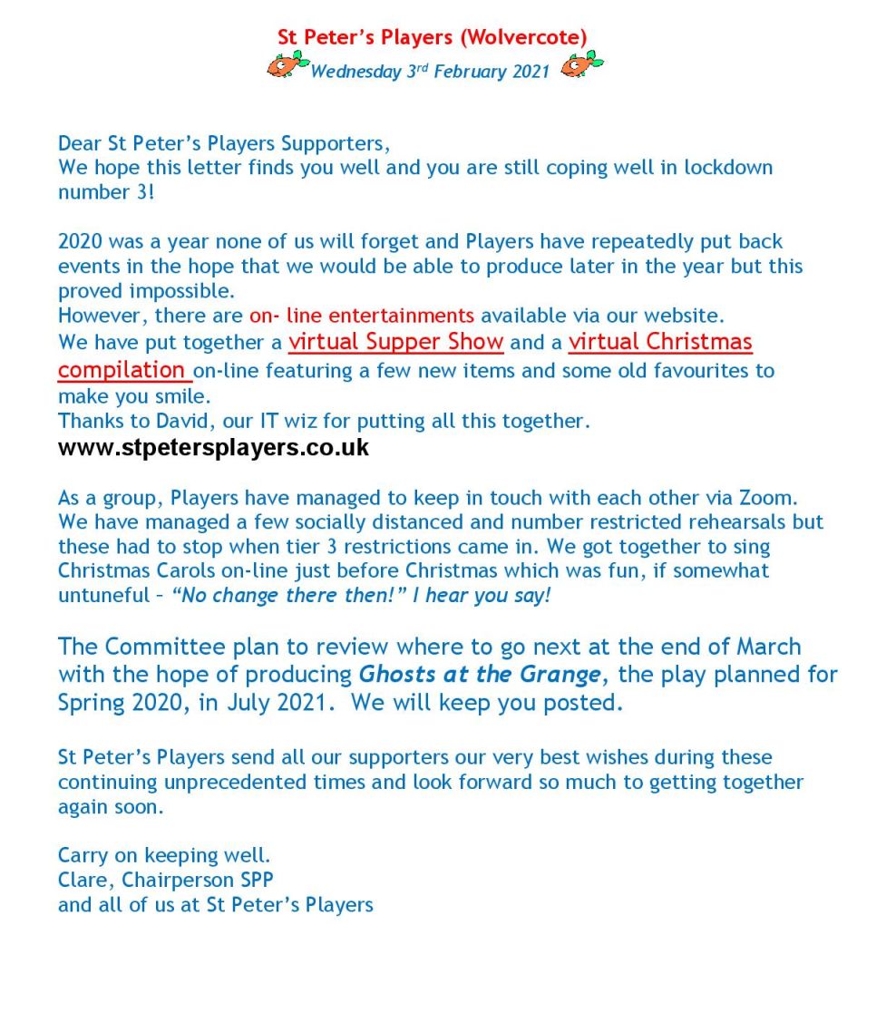 Greetings From St Peter's Players - mailchi.mp/2fc722a434af/s…