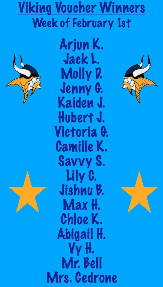 Congratulations to our Viking Voucher Reward Winners for this week! Keep up the great work, Vikings!  🤩#VirtualAcademyPBIS <a href="/UpperMerionSD/">Upper Merion Area School District</a>