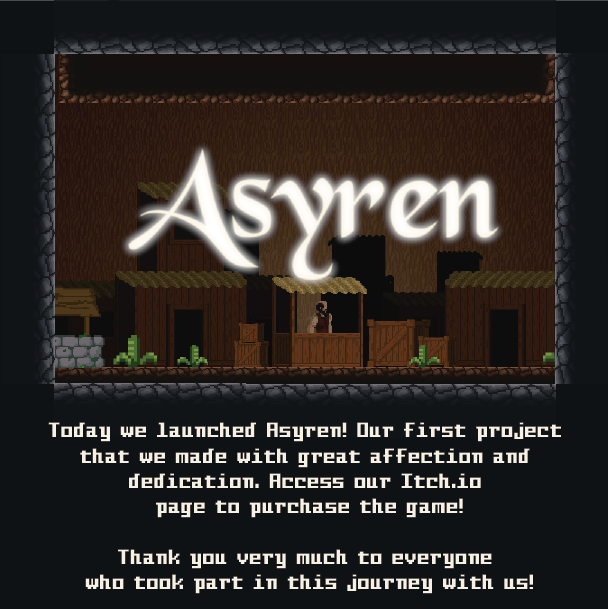 studio_astral's tweet photo. 🇺🇸 Hi guys! Asyren is finally out!! We just released a new free version of the game on @itchio.

🇧🇷Oi pessoal! Asyren foi finalmente lançado!! Nós soltamos uma versão nova e gratuita no https://t.co/RoMULDVpwl.

Link: https://t.co/myhVPl23sh

#gamedev #indiedev #indiegame https://t.co/AM0rGNbDmu