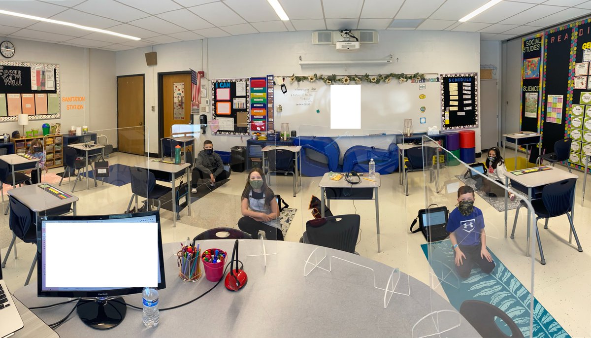 MrsKolk's tweet photo. Getting ready for PE in the classroom! So good to have students back. You can definitely tell they are smiling under their masks! @Gunderson_PE they look forward to PE even from a distance. #WeAre126 https://t.co/sY70b5A7sc