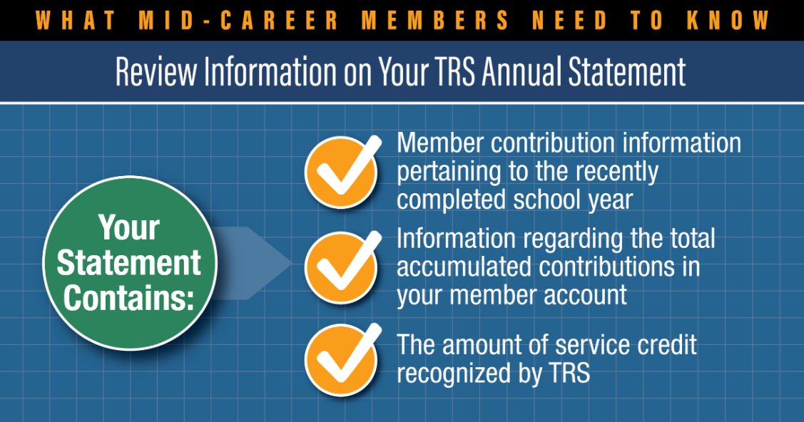 Active members participating in TRS: Take time to carefully review your annual statement. Read about information on your statement and what to do if corrections are needed bit.ly/3m2LUg8