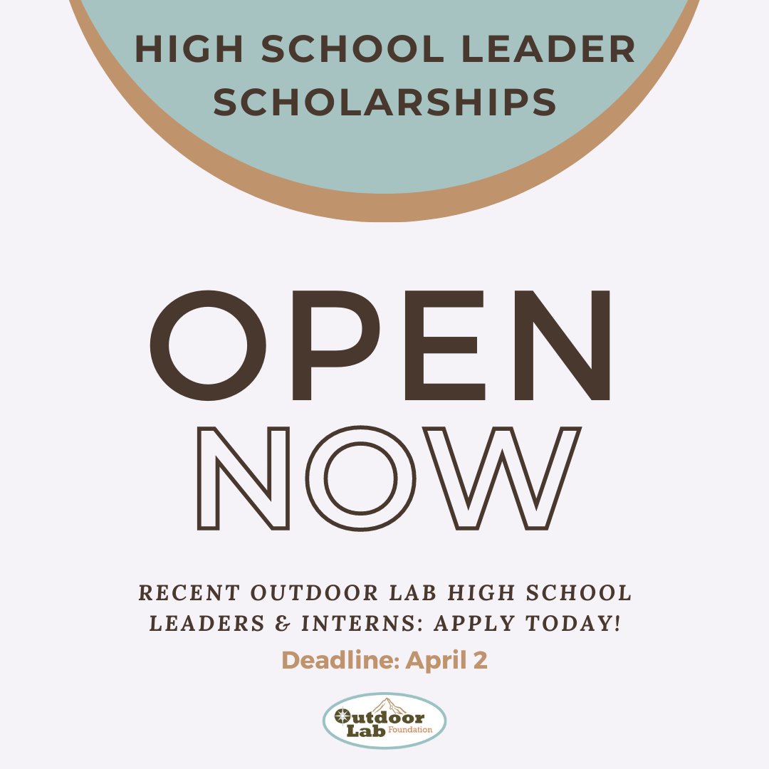 OutdoorLabFound's tweet image. OLF's High School Leader Scholarship OPEN TODAY. This year, 3 are available. Know a deserving candidate? Encourage them to apply! Must have served as a HSL or intern in the past 2-3 years. More details:
outdoorlabfoundation.org/get-involved/h…