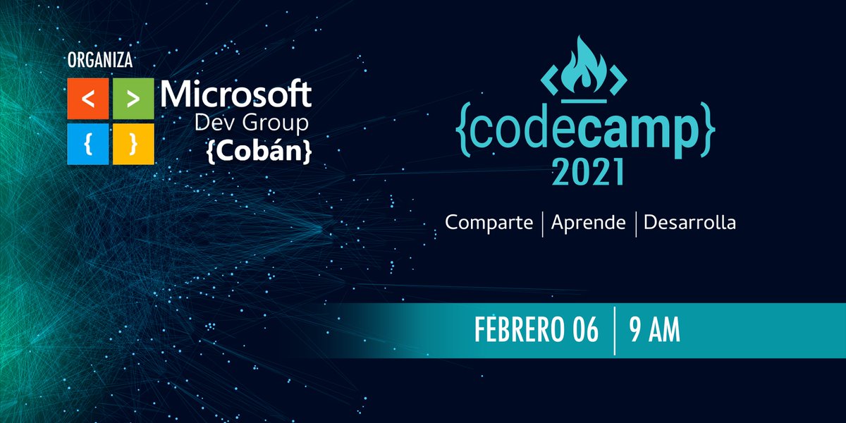 litomd's tweet photo. Sábado 6-Feb-2021, los amigos del grupo de desarrolladores Microsoft de Cobán tendrán su #CodeCamp2021 

Agenda: https://t.co/odbZE6Faki

6-Feb, 9 AM a 6 PM. https://t.co/HTS3zrW8wH