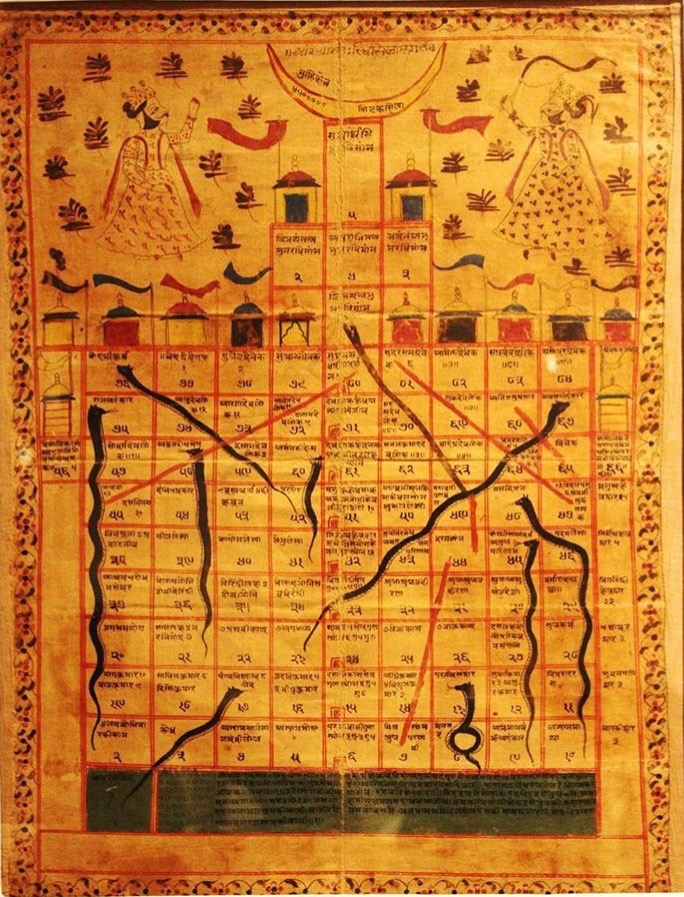 4. MOKSHA PATAM (Snake and Ladder)Created by Saint Gyandev100 square game board, •the 12th square - faith, •the 51st square- reliability, •the 57th square - generosity, •the 76th square- knowledge,•the 78th square - asceticism,•the 41st square- disobedience,