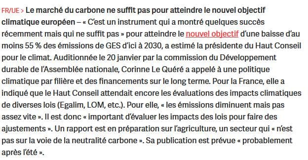 22. Cet échec du SEQE-UE n’est pas que mon constat ; c’est aussi celui de la présidente du  @hc_climat ! Il faut le remplacer par une planification par filière des trajectoires de réduction des émissions de l’ensemble de nos émissions de CO2 !