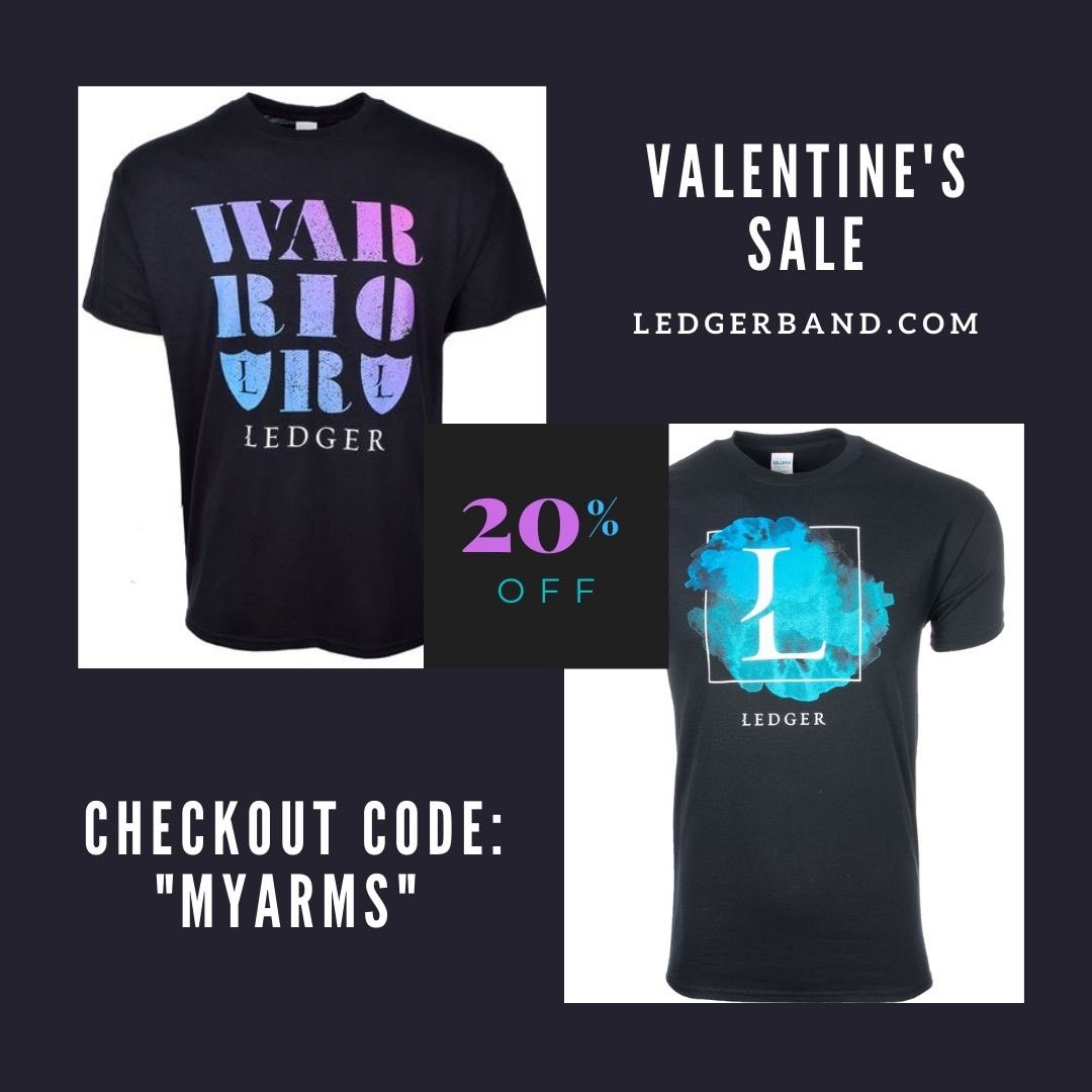 This Valentine’s Day it’ll be one year since “My Arms” came out so we’re celebrating 💙 Get 20% off the merch store with code “myarms” stores.kotisdesign.com/ledgerproject