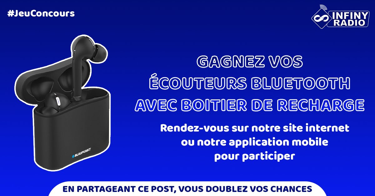 InfinyRadio's tweet photo. (Psst... Si vous retweetez, vous doublez vos chances 😉)

Le jeu-concours se termine le Dimanche 14 Février à 18h, après tirage au sort, le/la gagnant(e) sera contacté(e) par la suite.

Bonne chance à tous 🍀

https://t.co/vUnoqVLb6H https://t.co/jDOhRkavJe