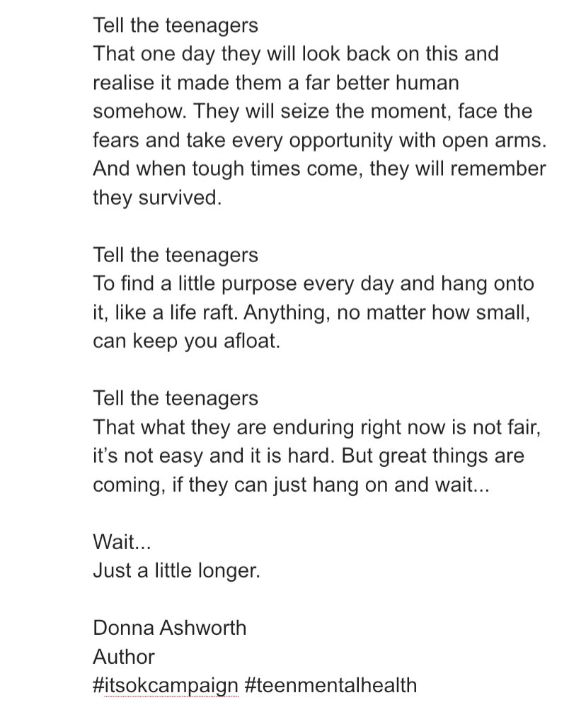 Sanders_Draper's tweet photo. As we come to the end of Children’s #MentalHealthAwareness please read this poem reminding us to always have hope. Not only are the words in this poem relevant to our current situation but also so meaningful at other times #BeNiceToYourNoggin #itsokcampaign #teenmentalhealth https://t.co/4pqCcg8bkv
