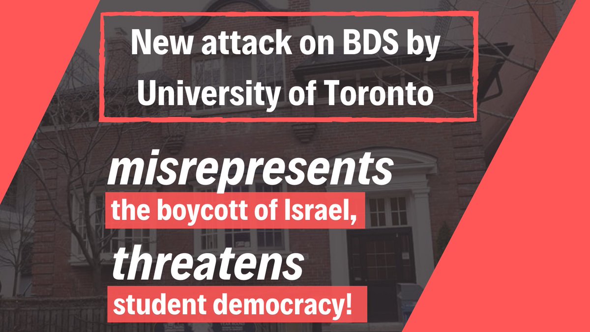 New attack on BDS by the <a href="/UofT/">University of Toronto</a> administration misrepresents the boycott of Israel and threatens student democracy! UofT must reconsider its ignorant, anti-democratic, and anti-Palestinian threats against grad students. #cdnpoli #onpse #BDS <a href="/UTGSU/">UTGSU</a> <a href="/CFSON/">CFS-Ontario</a> facebook.com/CJPME/posts/58…