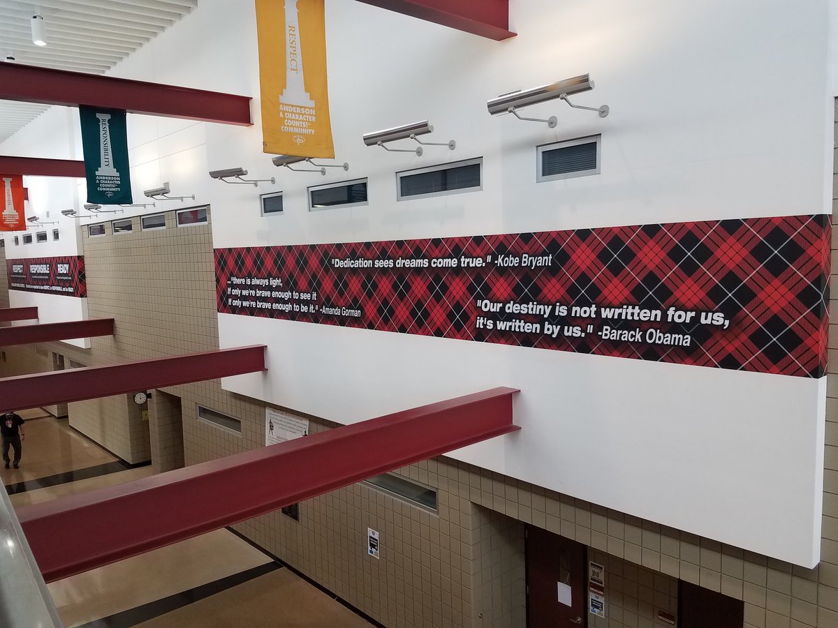 765Jason's tweet image. New PLAID installed at HMS with important motivational quotes and student expectations.  Looks absolutely great thanks to @CMullett_MDG Thanks for installing today. @acschms appreciates your quality work.