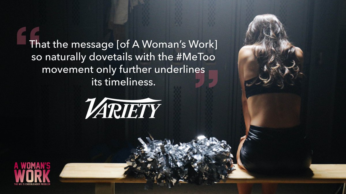 AWomansWorkDoc's tweet image. &quot;That the message [of #AWomansWorkDoc] so naturally dovetails with the #MeToo movement only further underlines its timeliness.&quot; @Variety

This weekend, watch the inspiring and eye-opening story of two women fighting the #NFL for fair pay. Order now: geni.us/AWomansWork