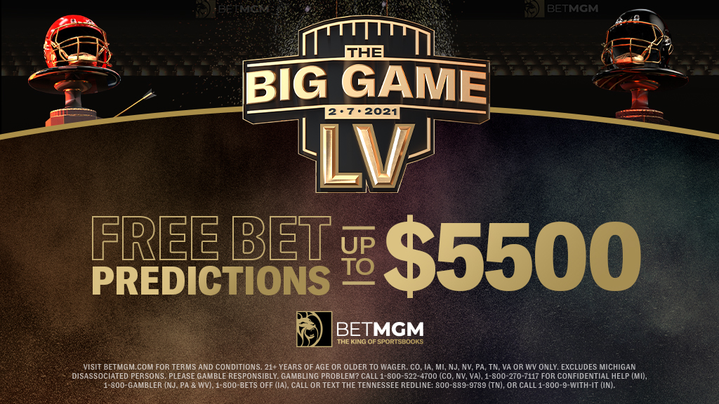 BetMGM's tweet image. The Big Game means a BIG Giveaway!

To enter:
① Retweet this tweet 
② Follow @BetMGM 
③ Comment your exact score prediction for the Chiefs vs. Bucs

Each winner receives $5,500 paid in Free Bets! 🏆 

- One entry per person 
- T&amp;amp;Cs apply