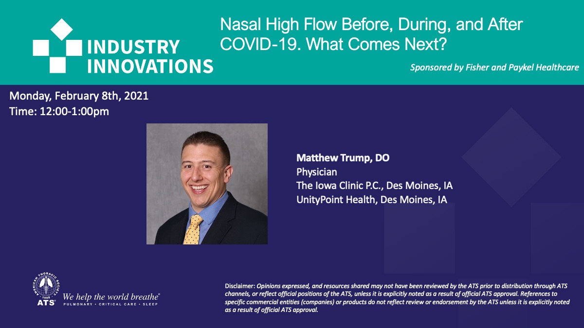 atscommunity's tweet photo. Nasal High Flow before, during and after COVID-19. What comes next? 2/8 at 12pm ET. Sponsored by Fisher &amp; Paykel Healthcare. Register here: https://t.co/PObLaEpbS0 #HFNC #NasalHighFlow #COVID19 #Optiflow #AIRVO https://t.co/MA5z2GHsXA