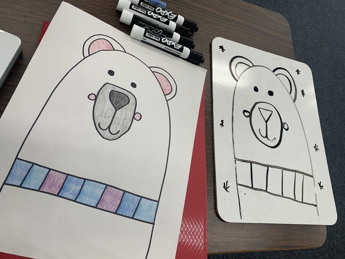 We learned about polar bears today! After we read a story I did a directed drawing with the students of a polar bear, they loved it! ❄️