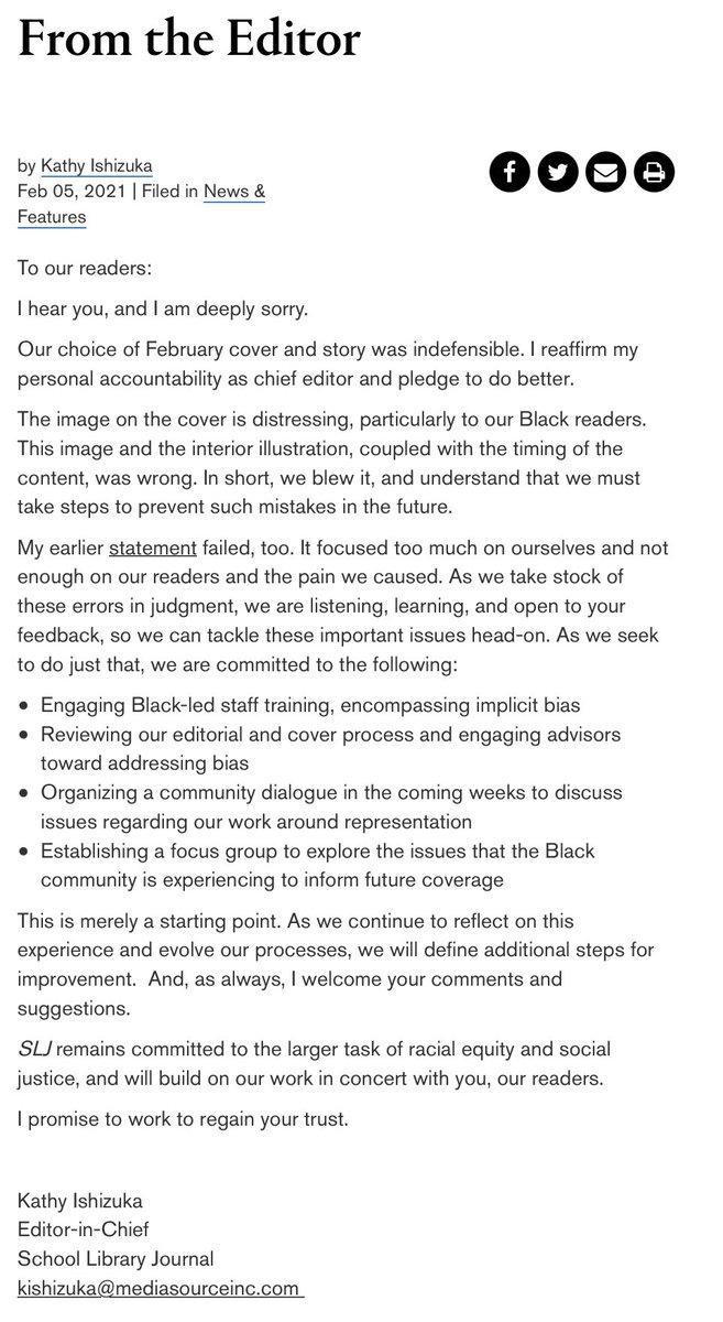 WriterRobinBird's tweet image. Please note how much of this commitment will rest on the labor of Black women, yet there is no mention of hiring Black women for the SLJ staff.
