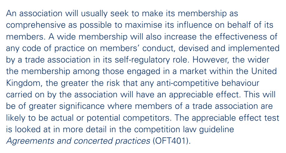 The more dominant an association is the more likely any anti-competitive behaviour will distort the market or suppress healthy competition.