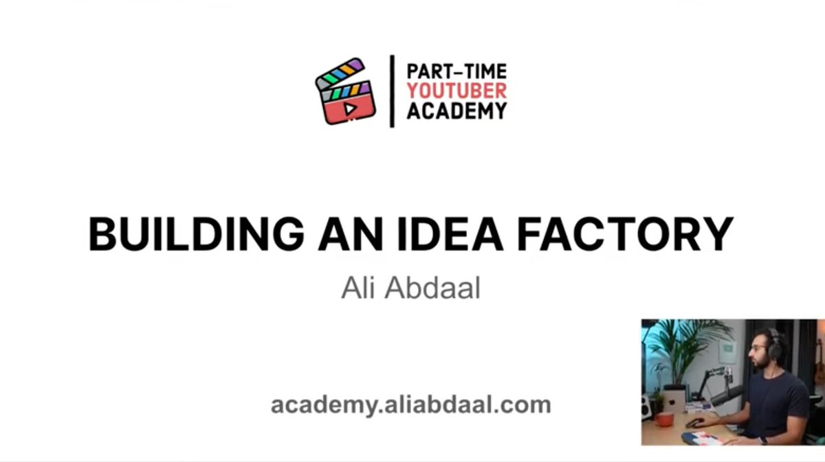 How To Create An Idea Factory Workshop by  @david_perell and  @AliAbdaal The biggest takeaways from yesterday's excellent 90-minute workshop in one threadBe original, find your voice, and never run out of content ideas.Hope you find it as valuable as I did!