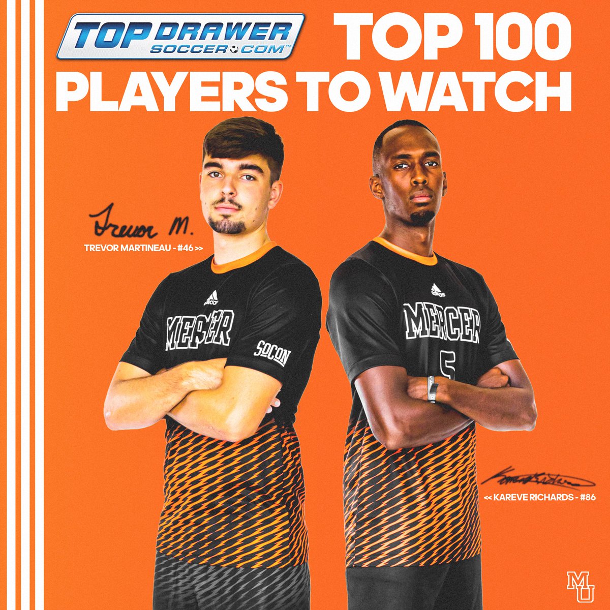 Mercer_MSoccer's tweet photo. Congrats to @trevor_m17 &amp; @KareveRichards5 on being named two of the Top-💯 players to watch! 

🗞 https://t.co/DsrzbNEjgj

#RoarTogether https://t.co/8D990oIIGI