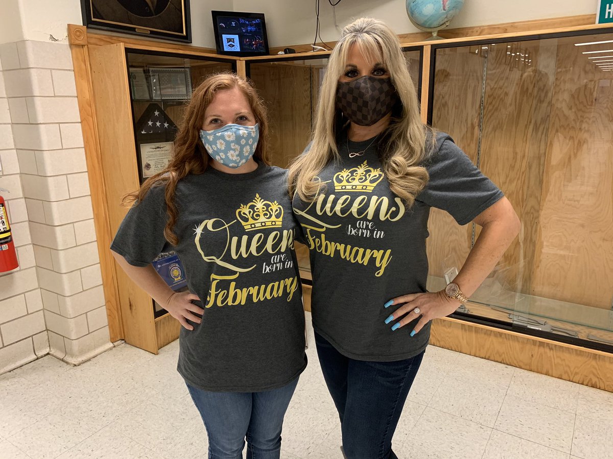 MrsBoydNHS's tweet photo. It’s always nice when your co-workers are also your friends! Ms. Jackan &amp; Mrs. Boyd (&amp; Mrs. Hammond) would like to remind you that “Queens are born in February” 😁 #historyteacher #shenanigans #200hall https://t.co/fQImGke84v