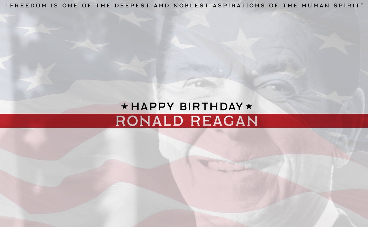 DougDucey's tweet photo. Our 40th president, Ronald Reagan, was born on this day in 1911. He continues to inspire us as an example of great American leadership. 🇺🇸 https://t.co/9QlMa4gOGD