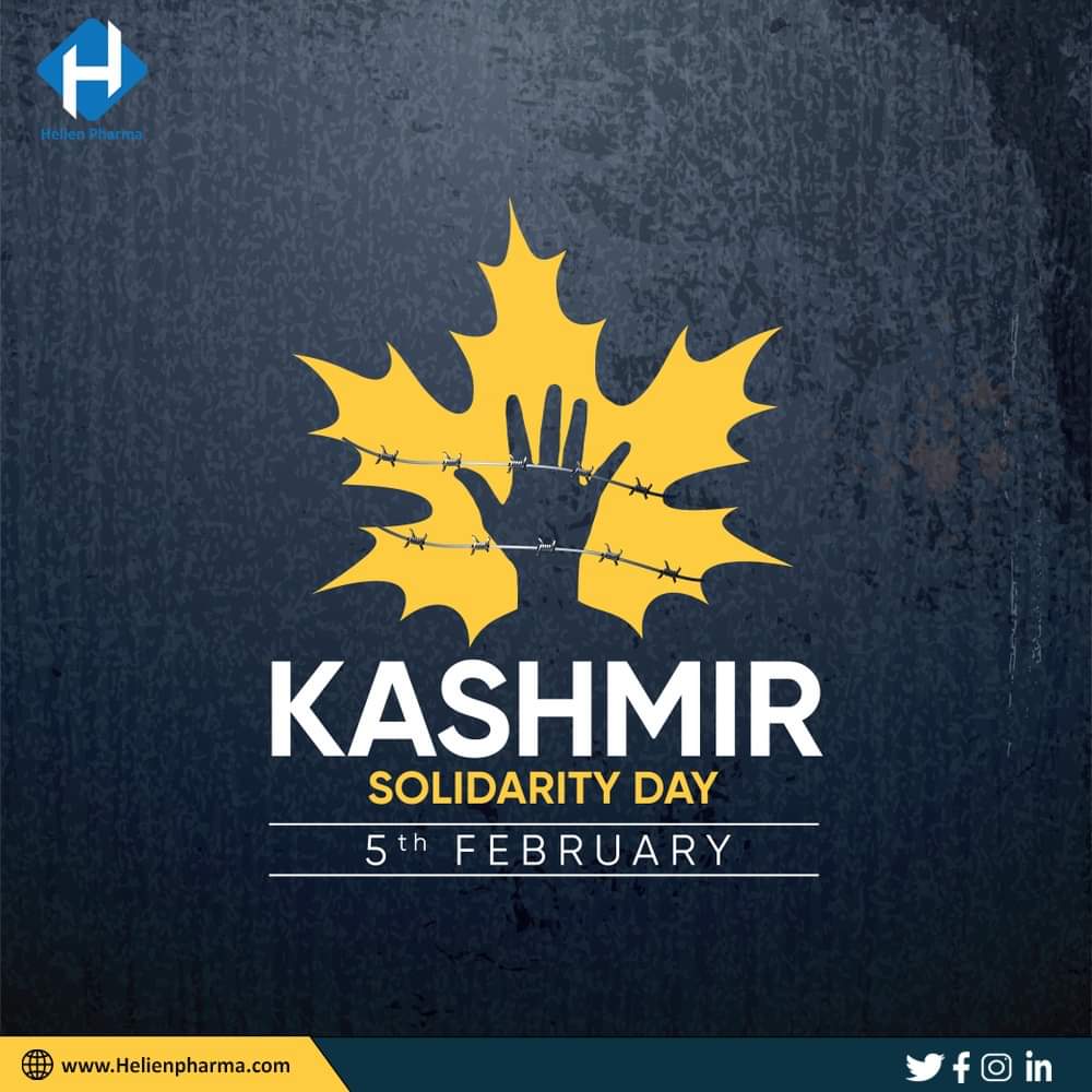 HelienPharma's tweet photo. This Kashmir Day, let us all come together &amp; show solidarity with our Kashmir brethren and pray for peace in the region

کافر ہو تو شمشیر پہ کرتا ہے بھروسہ
مومن ہو تو بے تیغ بھی لڑتا ہے سپاہی
#KashmirDay #5thFeb #KashmirSolidarityDay #FreeKashmir #KashmirBleeds #کشمیر_کو_آزادی_دو https://t.co/RJNoobzwt9