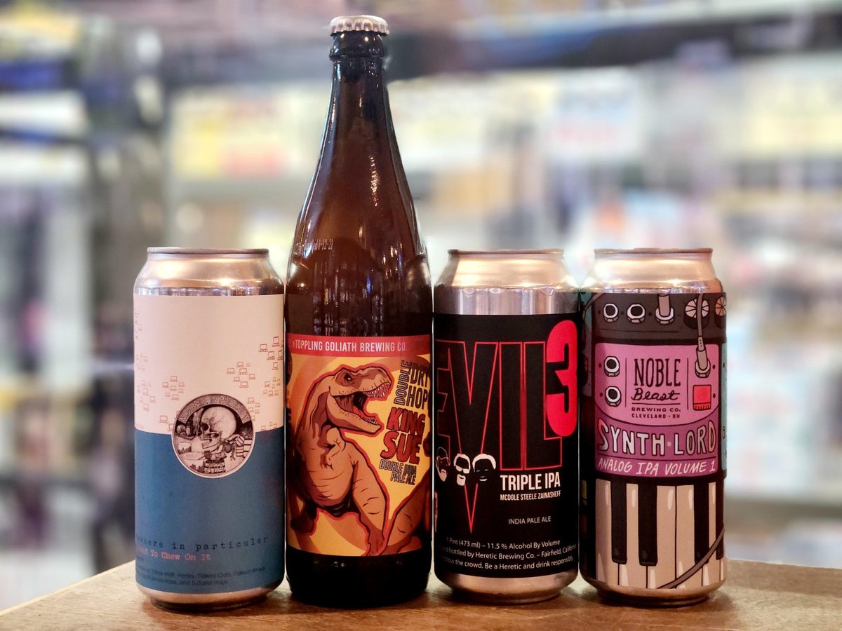 rwbMentor's tweet photo. MORE BEER!!!
Nowhere In Particular - I Want To Chew On It ๐
@TGBrews - King Sue Bomber ๐ฃ
@HereticBrew - Evil 3 ๐
Noble Beast Brewing Co. - Synth Lord ๐น
#rwbmentor #newarrivals #nowhereinparticular #topplinggoliath #hereticbrewing #noblebeastbrewing #beerstore #craftbeer https://t.co/5EO56fopxe