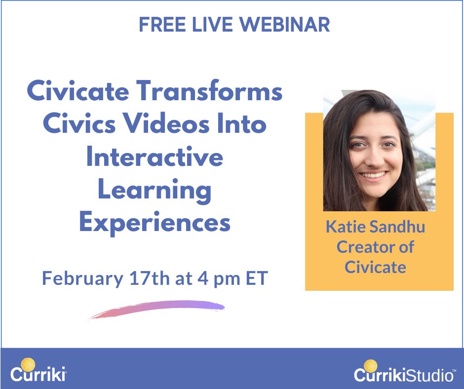 Nonprofit edu content provider makes online Civics learning interactive and super fun! Join us Wednesday, Feb 17th at 4 pm ET!   #webinar #remotelearning #edutwitter #civiceducation bit.ly/3t5CJiW