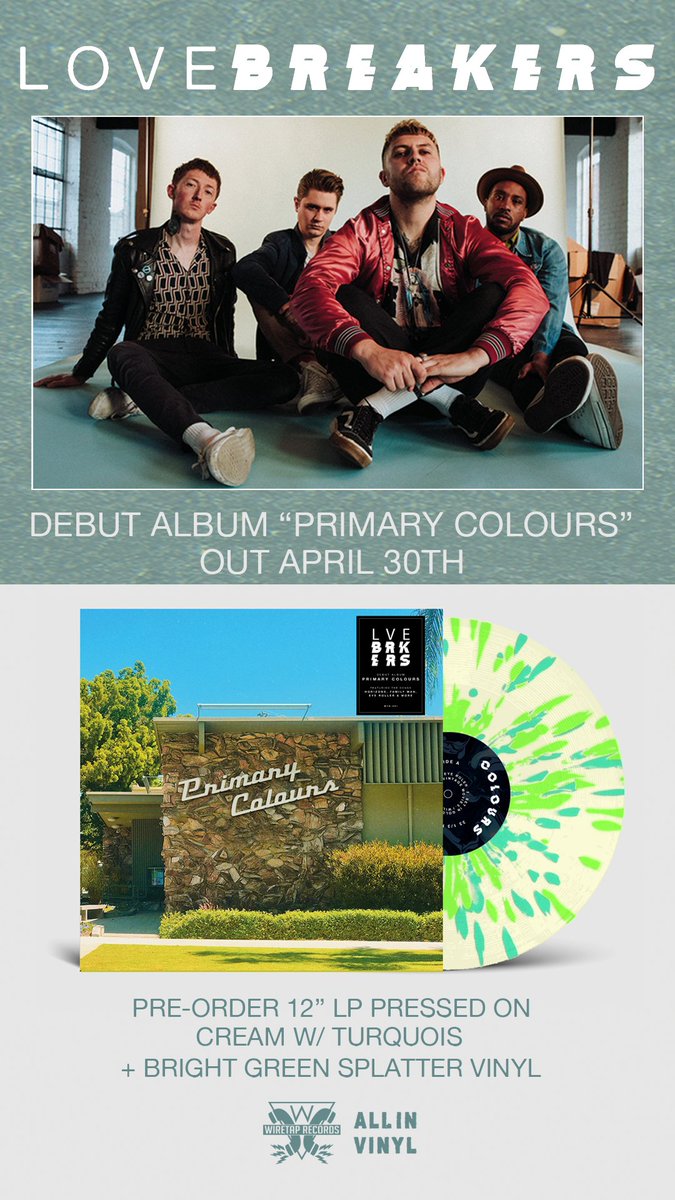 All In Vinyl (@all_in_vinyl) on Twitter photo Really excited to announce we'll be releasing the debut album from fellow Brummies <a href="/LOVEBREAKERSx/">LOVEBREAKERS</a>
It's ace but don't take my word for it, stream 3 songs now allinvinyl.bandcamp.com/album/primary-…
It's out in April and comes on cream coloured vinyl with turquoise & green splatter. Fancy, eh? Really excited to announce we'll be releasing the debut album from fellow Brummies <a href="/LOVEBREAKERSx/">LOVEBREAKERS</a>
It's ace but don't take my word for it, stream 3 songs now allinvinyl.bandcamp.com/album/primary-…
It's out in April and comes on cream coloured vinyl with turquoise & green splatter. Fancy, eh?