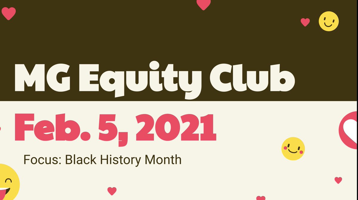 MGESequity's tweet photo. Our first ever student-led Equity Club met today over Zoom! We talked about what equity means and about our focus this month: Black History! @MapleGlenWWS https://t.co/IhB0QBcDX3