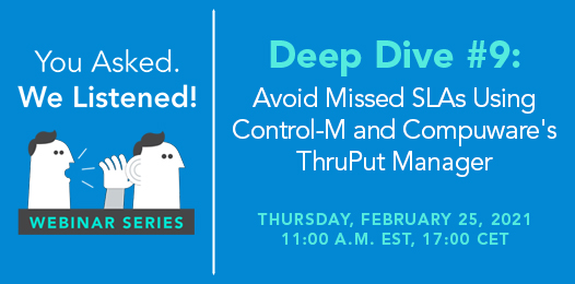 A new interface shares individual jobs' internal information between @BMC Control-M and Compuware ThruPut Manager to increase batch processing speed and efficiency. Learn more during this February 25 webinar. #IBMz

bit.ly/3aEXpWy