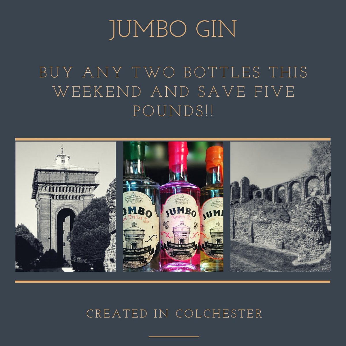 JumboGin's tweet photo. The weekends here, dry January is a distant memory so what better time to stock up on gin.  This weekend we are offering £5 off when you buy any two bottles of Jumbo Gin.
#gin #ginandtonic #weekend #colchester #smallbusiness #promotion  #raspberry #orange #marmalade https://t.co/KEQOLixQxX