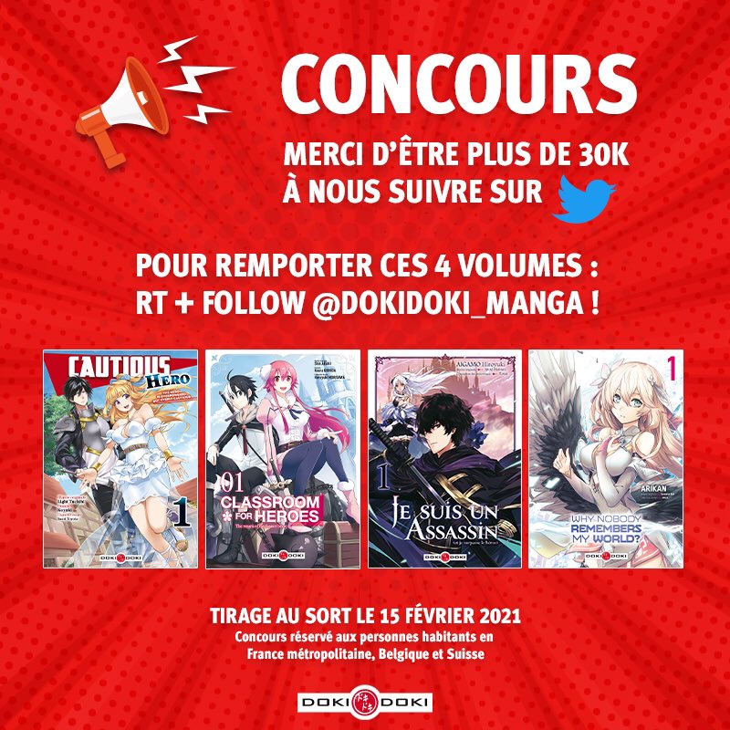 dokidoki_manga's tweet photo. Chose promise, chose due !

Nous avons atteint les 30k followers et nous remercions de votre soutien au quotidien 😊 alors pour fêter ça, voici venir un petit concours ! 

Il suffit de RT ce post 🔁 et de follow @dokidoki_manga ! https://t.co/lkKblQsPFa