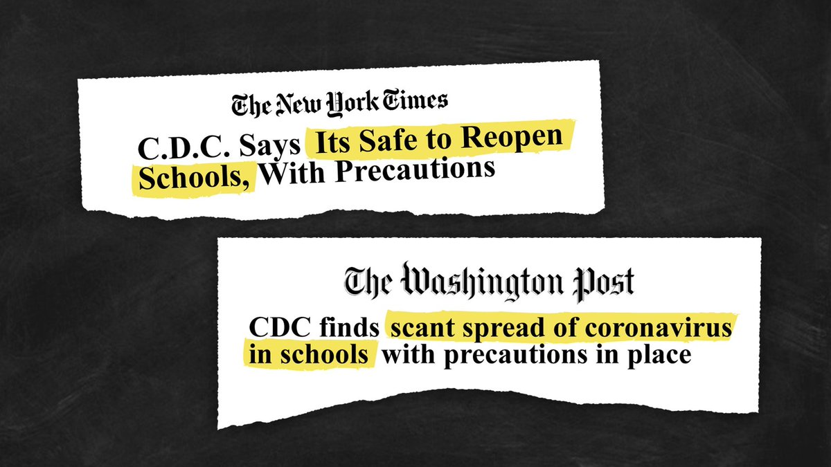 Democrats are choosing teachers unions and special interests over the well-being of our students. The CDC says schools can safely re-open if proper precautions are taken. What are we waiting for?