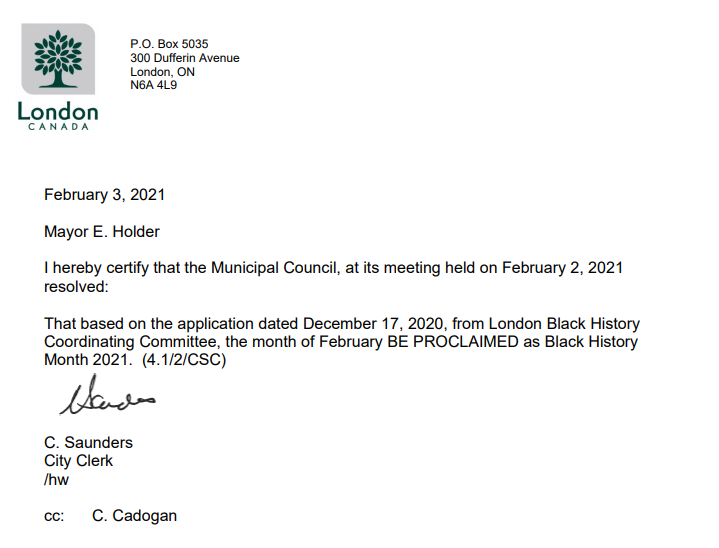 Happy to announce #ldnont has officially proclaimed February 2021 Black History Month #BHM2021 #bhm