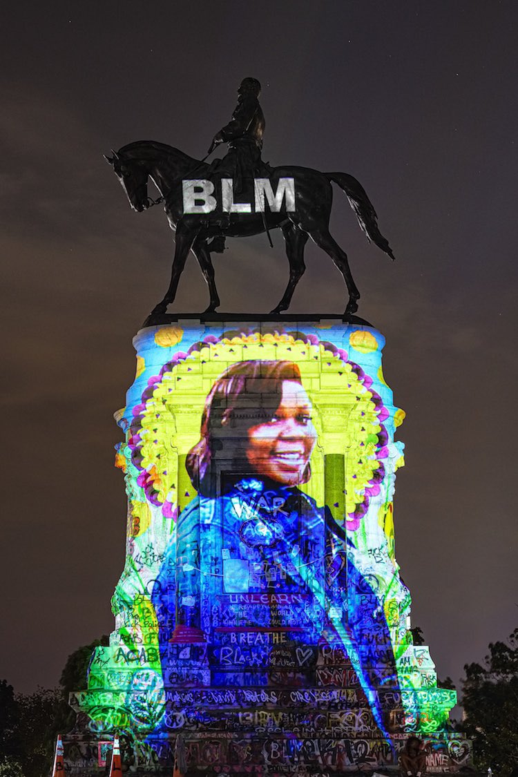 OccupyDesignUK's tweet photo. Great #video #projection work 

https://t.co/Qo2COFmuLh

#BlackLivesMatter #statues https://t.co/INmB8nJPHy
