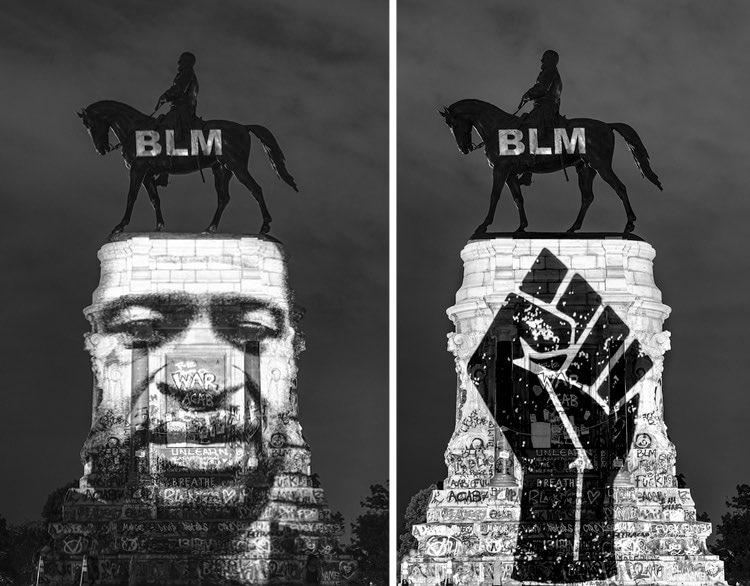 Great #video #projection work 

reclaimingthemonument.com/gallery

#BlackLivesMatter #statues