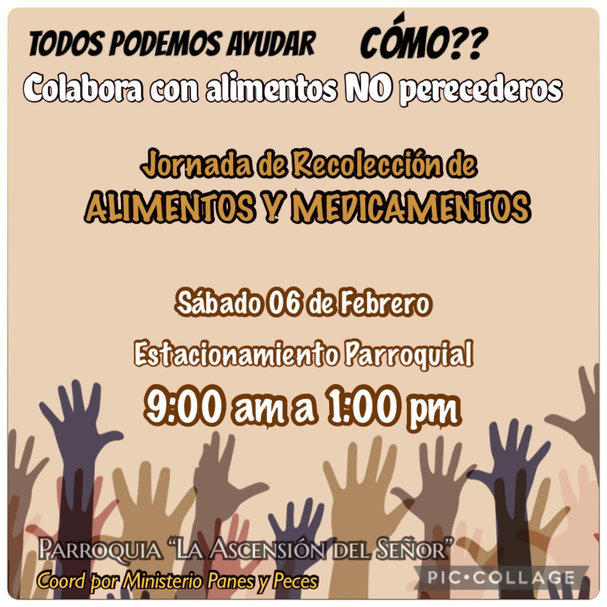 plaascension's tweet photo. Mañana Sábado 6 de Febrero tendrás la oportunidad de ayudarnos a ayudar a los hermanos más necesitados.
CÓMO ?? Colabora con alimentos NO perecederos, estaremos esperando tu aporte en el estacionamiento parroquial, de 9:00 am a 1:00 pm.  @ingabmarin @kikeantalamor https://t.co/ind1o6pH8w