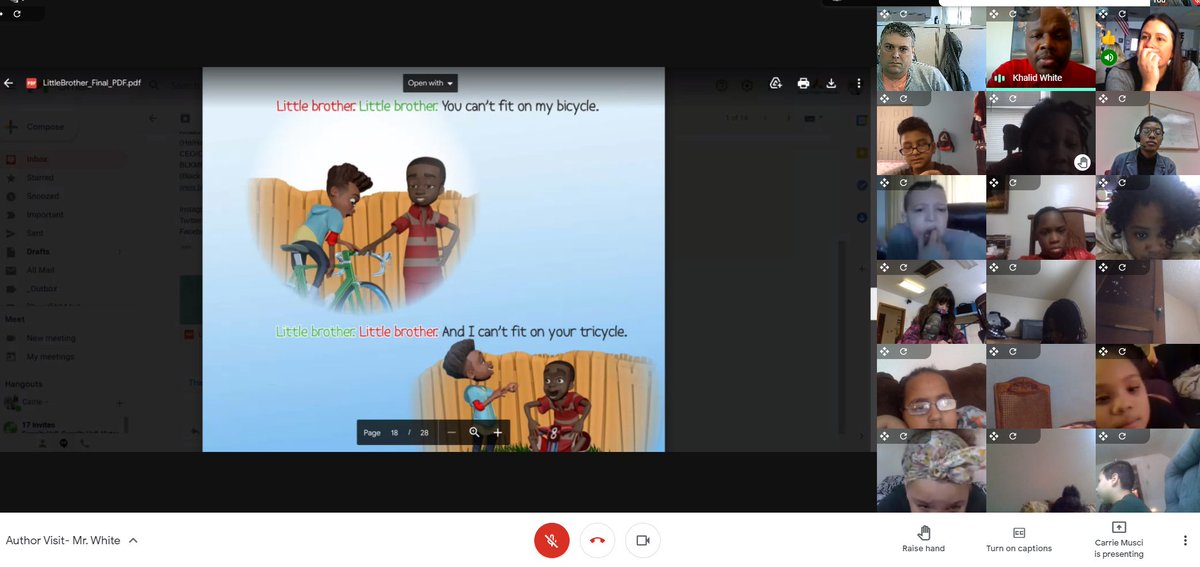 KeithLiechty's tweet photo. Author Khalid White shares his book Little Brother with 3rd graders @IPROMISESchool. Students learn about what it means to be an author. #DreamBig @brother_white https://t.co/nZDRbbvRTC