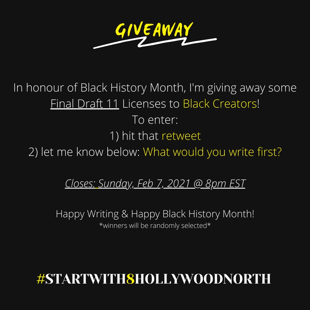 MurryPeeters's tweet photo. Giveaway! #Startwith8hollywoodnorth #BlackHistoryMonth #Screenwriters https://t.co/mRQBu8BFIF