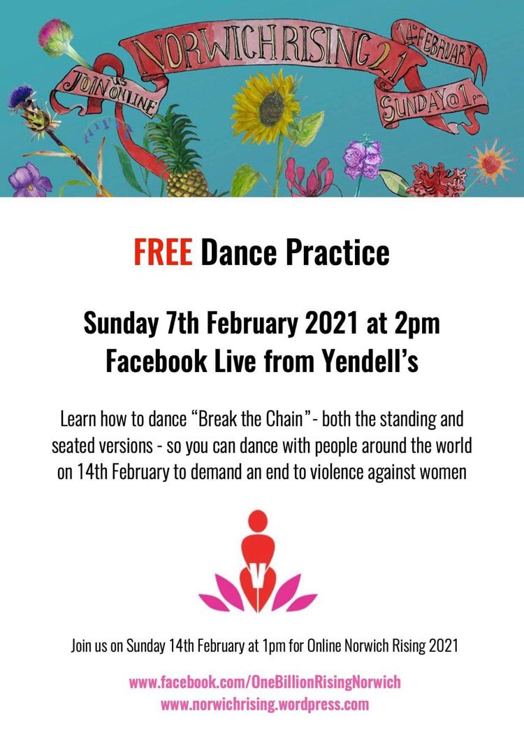 NorwichRising's tweet photo. Join us on our Facebook Page on Sunday at 2pm for a free Break the Chain dance practice with Yendell’s Health and Wellness Hub in North Walsham #OneBillionRising https://t.co/3E3VTsy69O