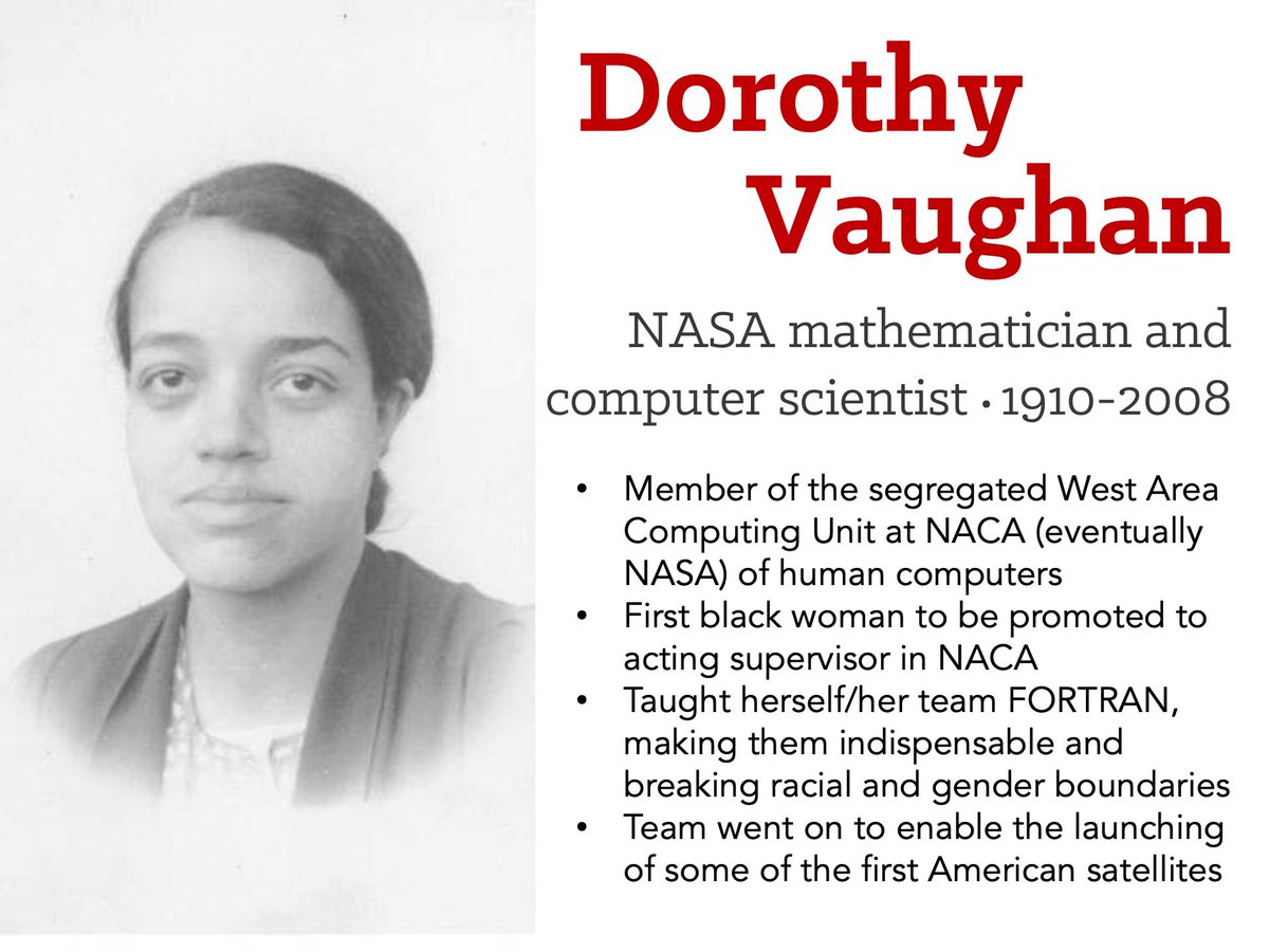 Nominated for our  #BlackHistoryMonth   GM by our resident programmer, Dorothy Vaughan made landmark contributions at  @NASA, and her life is perseverance personified.  @BlkInComputing  @HiddenFigures