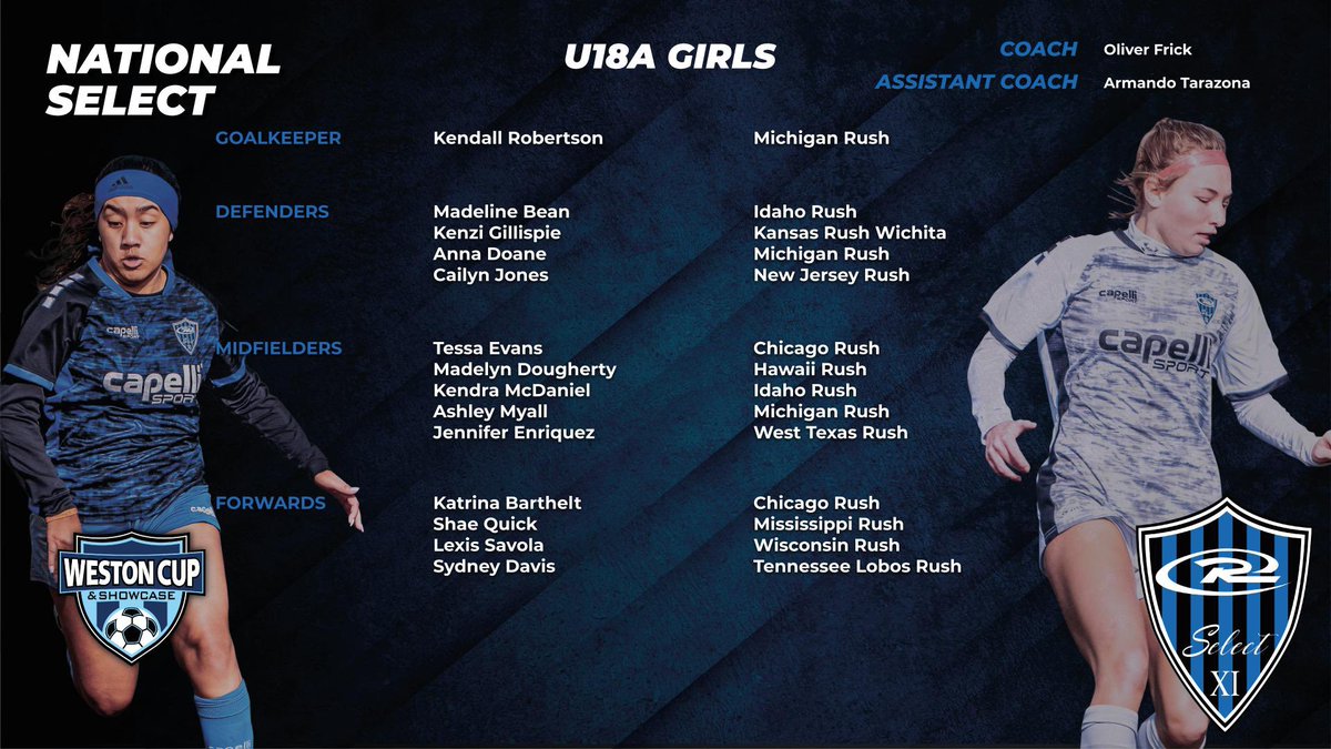 LAST BUT NOT LEAST THE  2️⃣0️⃣0️⃣3️⃣/2️⃣0️⃣0️⃣4️⃣ RUSH SELECT  GIRLS TEAM ROSTERS ARE HERE 📄🔥

🏆WESTON CUP
▶️SOUTH FLORIDA 

CONGRATULATIONS TO ALL THE PLAYERS THAT WERE SELECTED FOR THE 2021 RUSH SELECT TEAMS 💪⬇ #RushSelect #RUID #RushNation #WestonCup #RushSelectFL