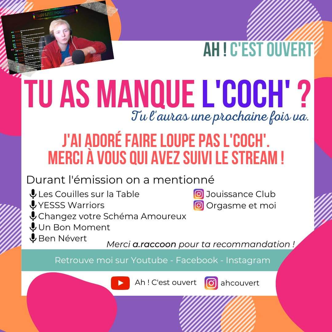 La dernière tu as loupé le Coch' ? Eh beh ça recommence ce soir ! 🤸‍♀️

Rdv 21h sur Twitch <a href="/24hLivePolytech/">24H Live Polytech</a>

Le thème de l'émission sera : L'enthousiasme !