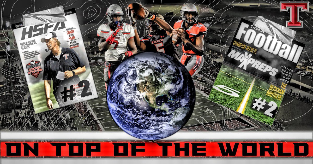 WARRIORNATION20's tweet photo. Thompson Football finished the season ranked #2 in the country in both the HIgh School Football America Poll and the Max Preps Composite Rankings Poll!! On top of the World indeed! Go Warriors! https://t.co/R65llZTHAq