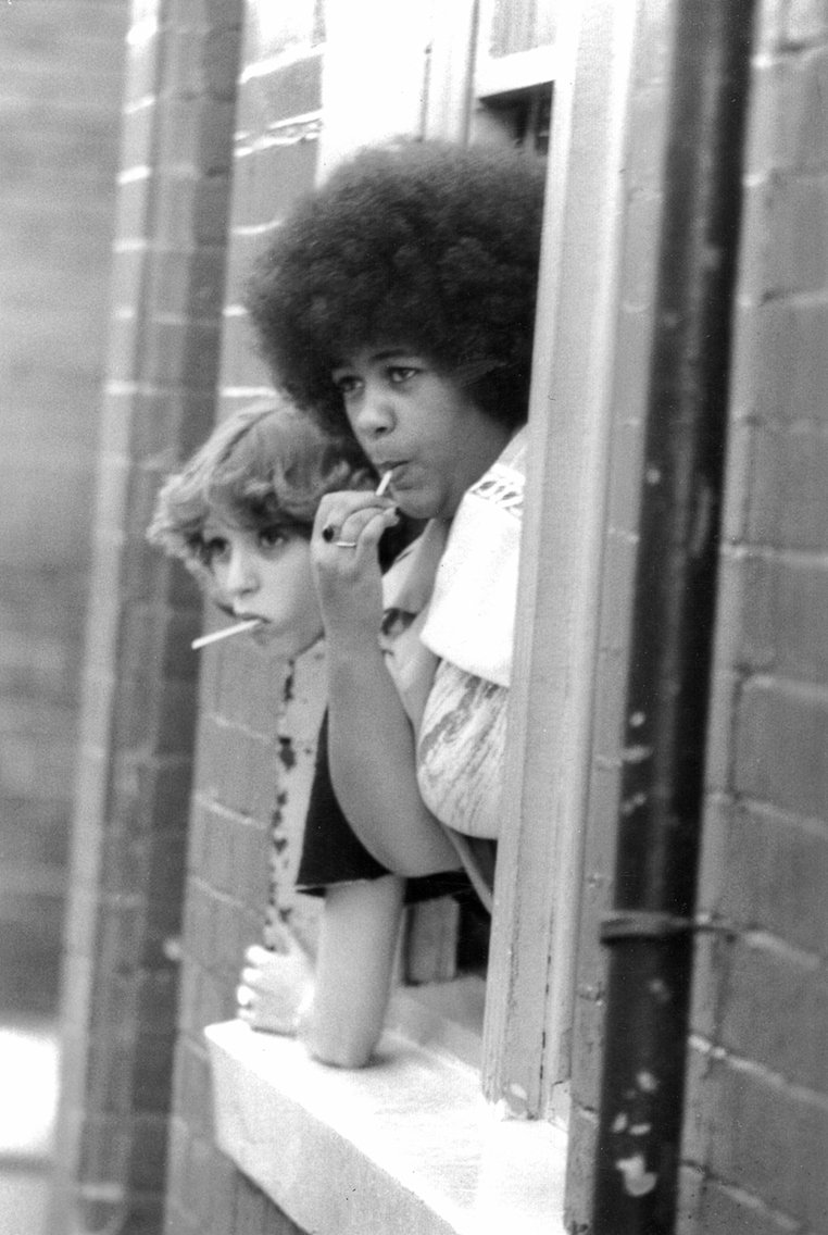 No one is born racist .Hattersley Girls, Greater Manchester, 1970s.And Moss Side Girls – Manchester, 1970s..Photos by Thomas Blower.Exlusive prints available from  @britcultarchive via link below  https://britishculturearchive.co.uk/product-category/thomas-blower-open-edition-prints/